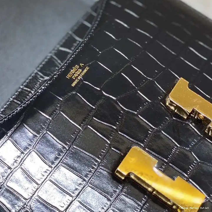 Cheap Bag Gold Leather Constance Black Hermes In Alligator Hardware 0504